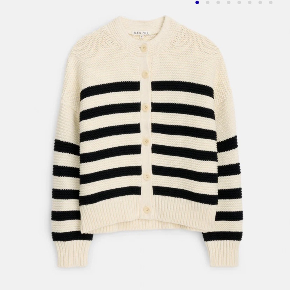 Alex Mill Cream and Black Striped Nico Knit Cardigan - Picture 1 of 9